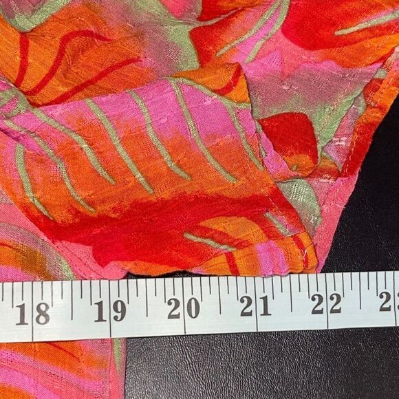 Cynthia Rowley Women's Off the Shoulder Elastic Waist Blouse Pink & Orange Large - Picture 6 of 7